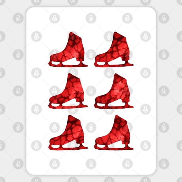 Watercolor Figure Skates (Red) Sticker by illucalliart